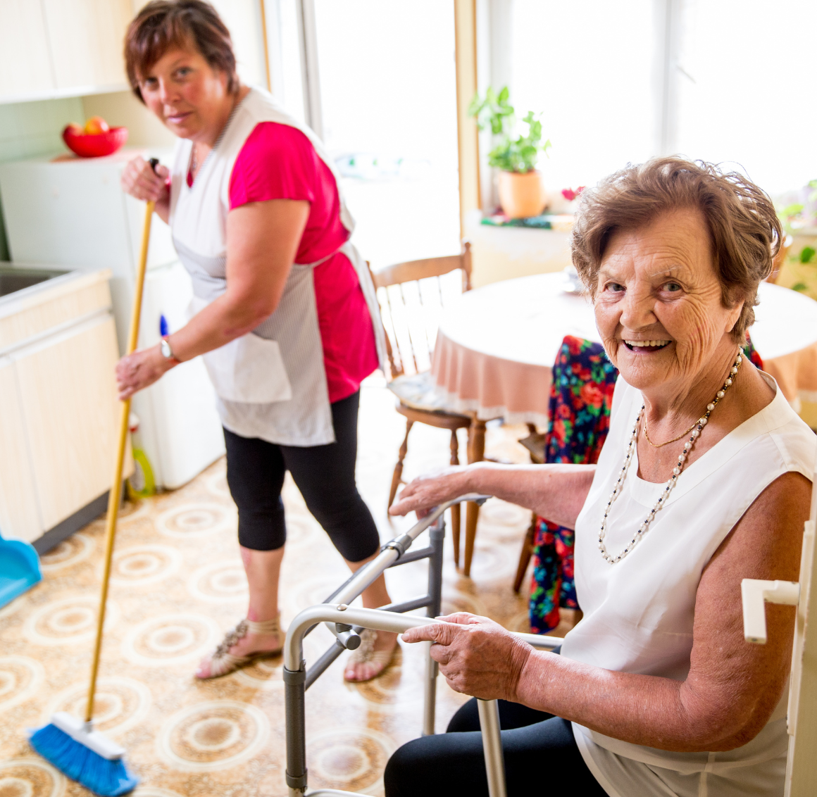 caregiver helping with light housekeeping